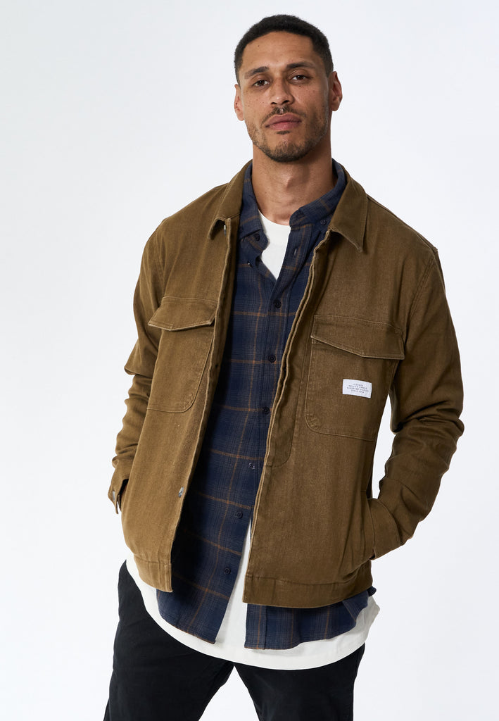 Legends Baton Jacket Overshirt Brown Denim