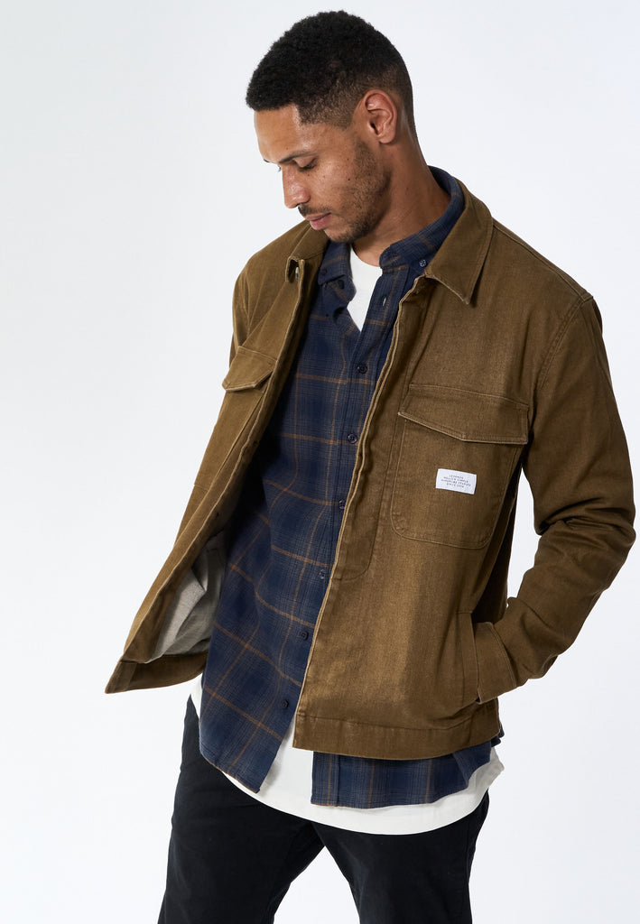 Legends Baton Jacket Overshirt Brown Denim