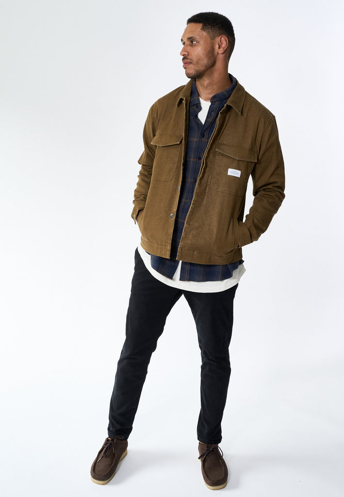 Legends Baton Jacket Overshirt Brown Denim