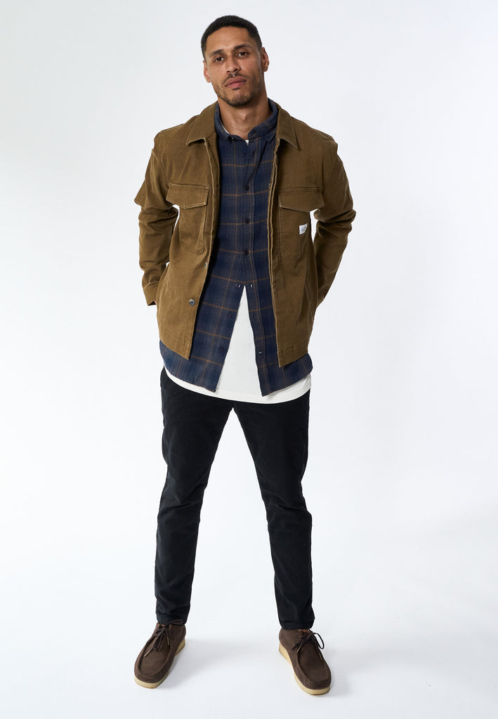 Legends Baton Jacket Overshirt Brown Denim