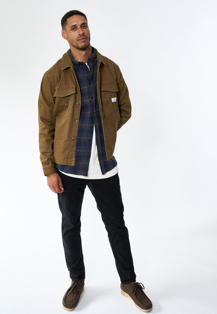 Legends Baton Jacket Overshirt Brown Denim