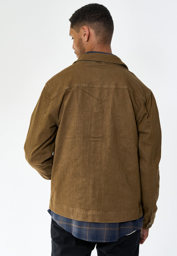 Legends Baton Jacket Overshirt Brown Denim