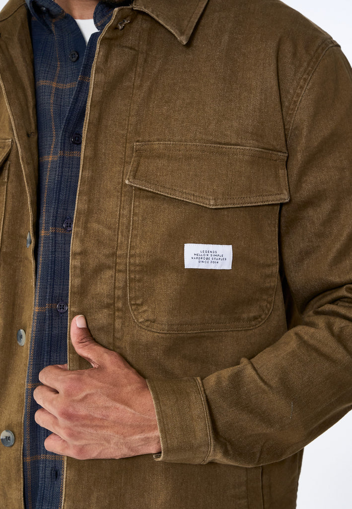 Legends Baton Jacket Overshirt Brown Denim