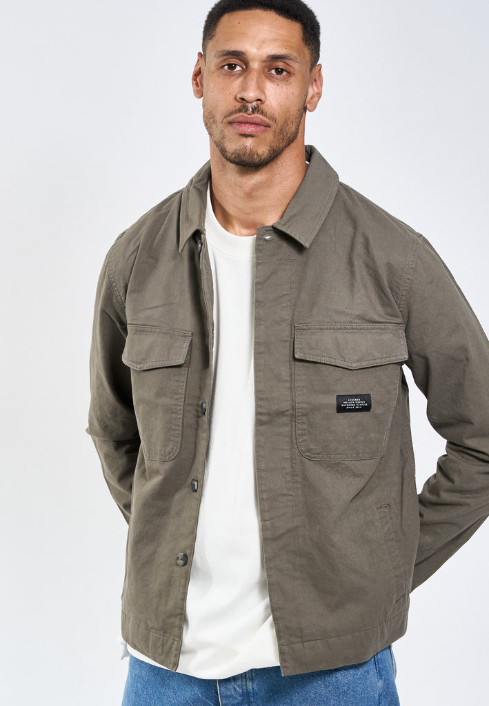 Legends Baton Jacket Overshirt Dark Olive