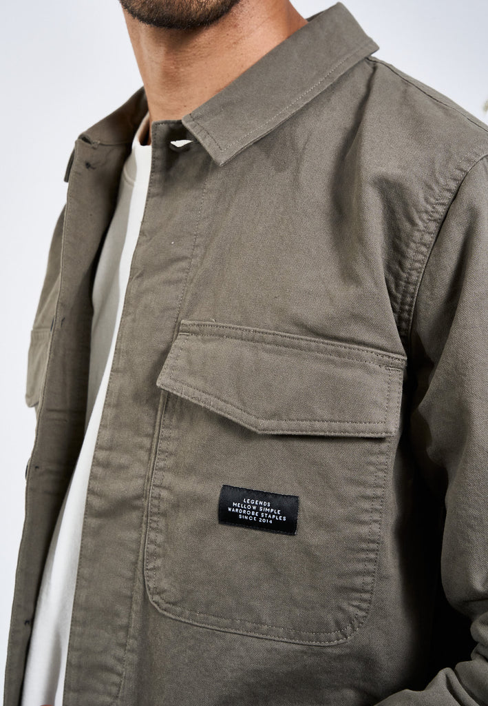 Legends Baton Jacket Overshirt Dark Olive