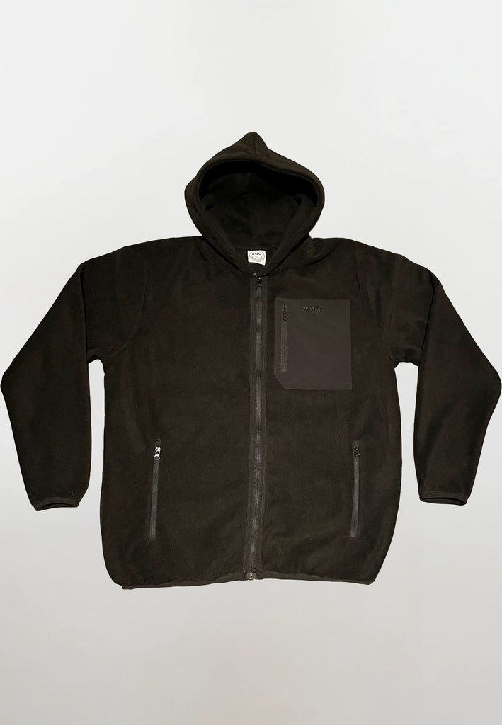 AQO (A QUESTION OF) by LEGENDS David Micro Fleece Hoodie Overshirt Black