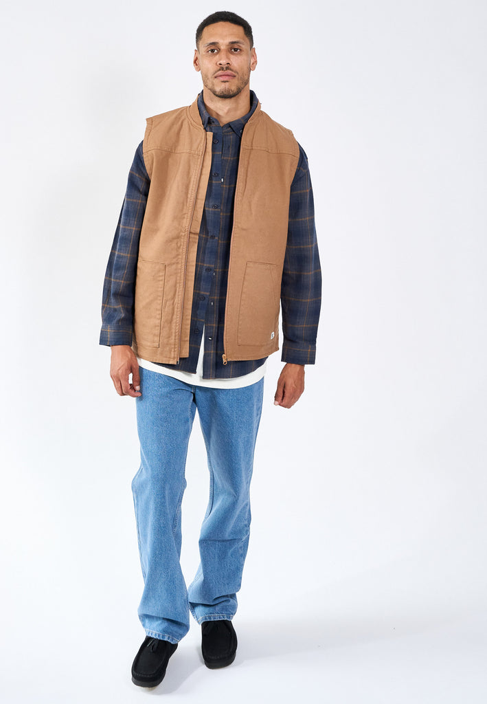 Legends Heavy Canvas Vest Overshirt Sepia Tint Brown