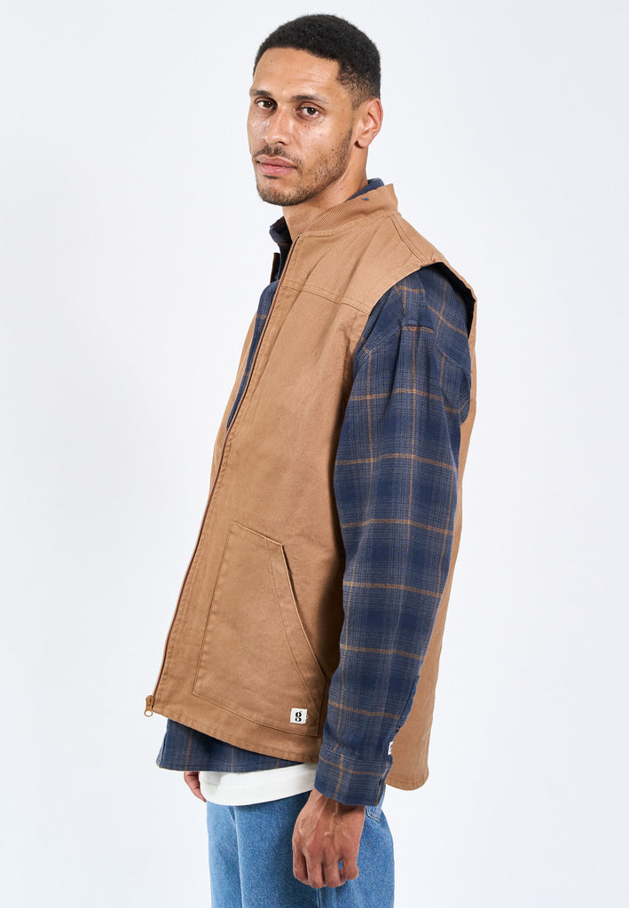 Legends Heavy Canvas Vest Overshirt Sepia Tint Brown