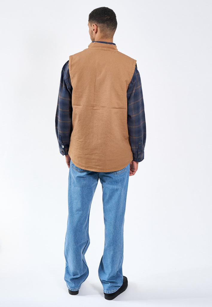 Legends Heavy Canvas Vest Overshirt Sepia Tint Brown