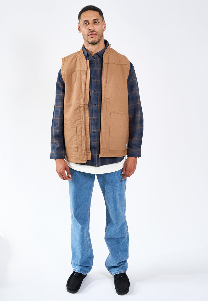 Legends Heavy Canvas Vest Overshirt Sepia Tint Brown