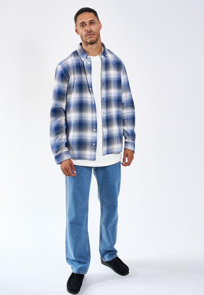 Legends Humphrey Flannel Check 01 Shirt Shirts L/S Cobalt Blue