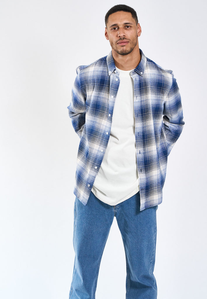 Legends Humphrey Flannel Check 01 Shirt Shirts L/S Cobalt Blue