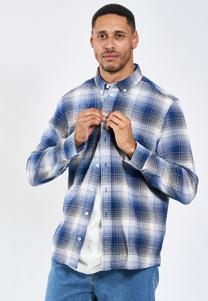 Legends Humphrey Flannel Check 01 Shirt Shirts L/S Cobalt Blue