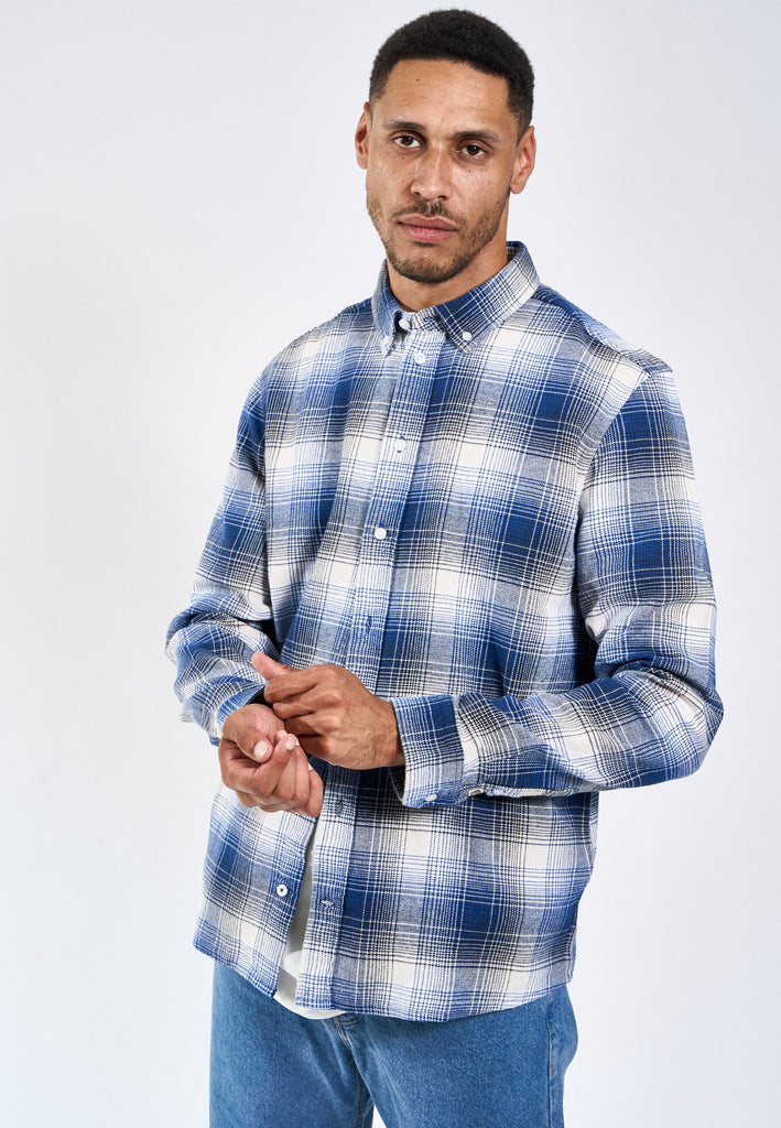 Legends Humphrey Flannel Check 01 Shirt Shirts L/S Cobalt Blue