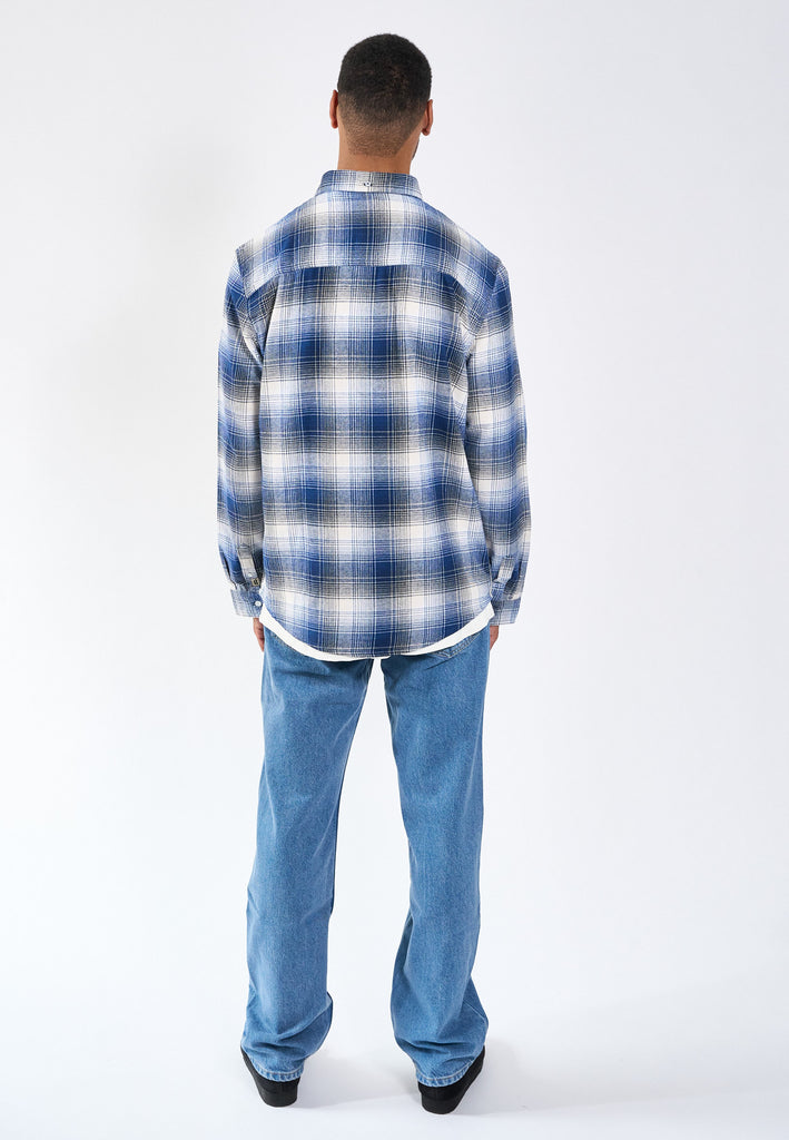 Legends Humphrey Flannel Check 01 Shirt Shirts L/S Cobalt Blue