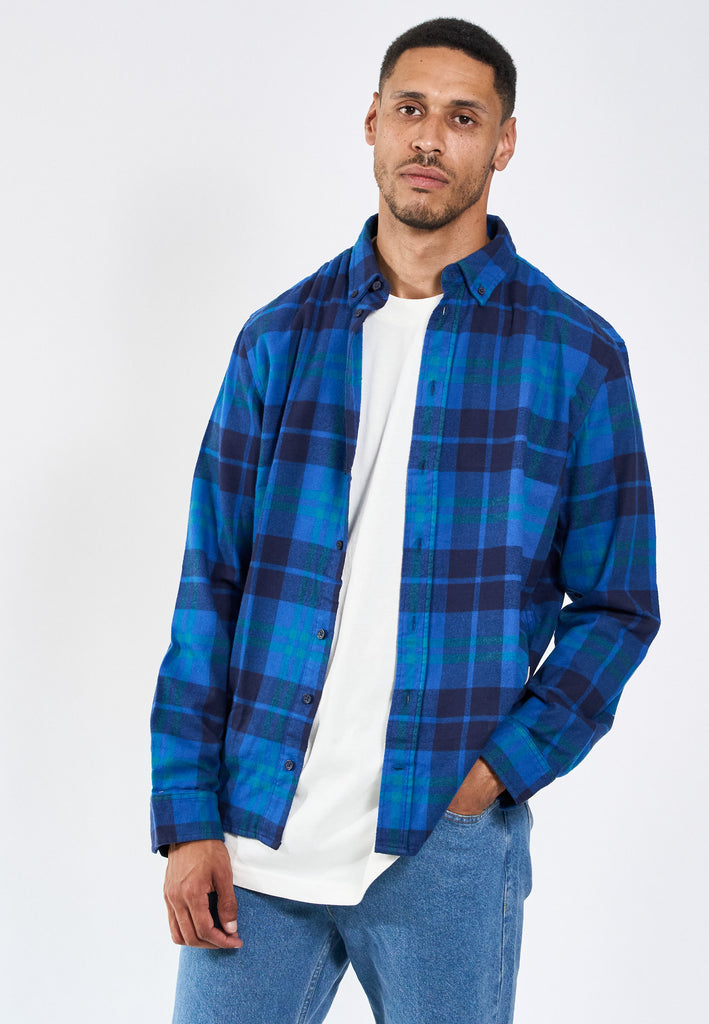 Legends Humphrey Flannel check shirt Shirts L/S Cobalt Blue