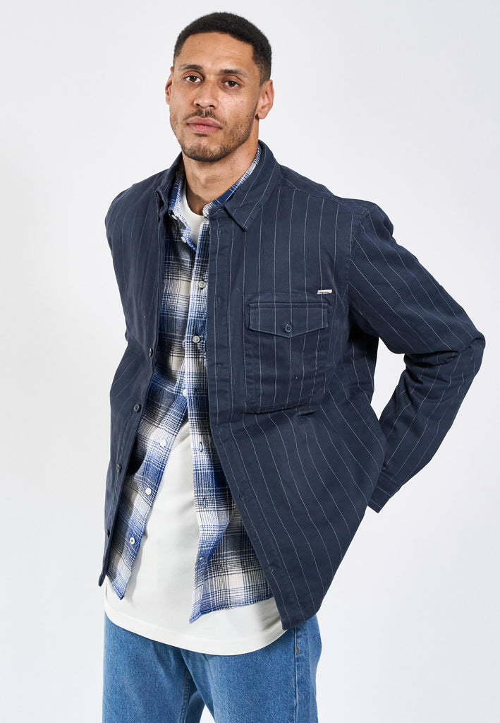 Legends Humphrey Pinstripe quilt overshirt Overshirt Charcoal