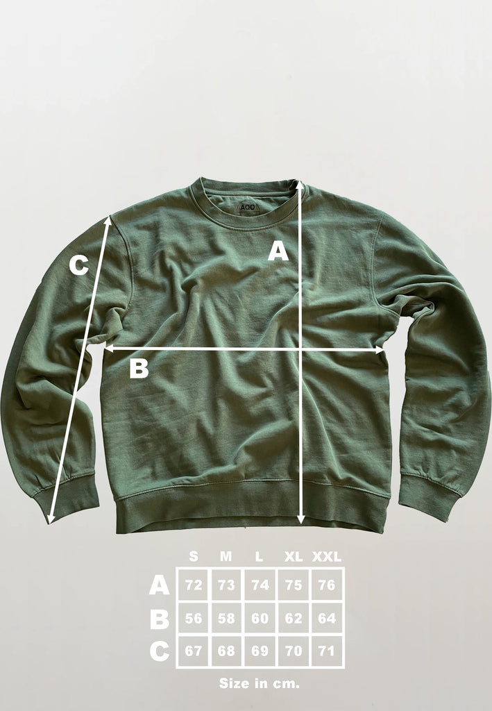 AQO (A QUESTION OF) by LEGENDS Johannes Crewneck Garment Dyed Sweat Dusty Green