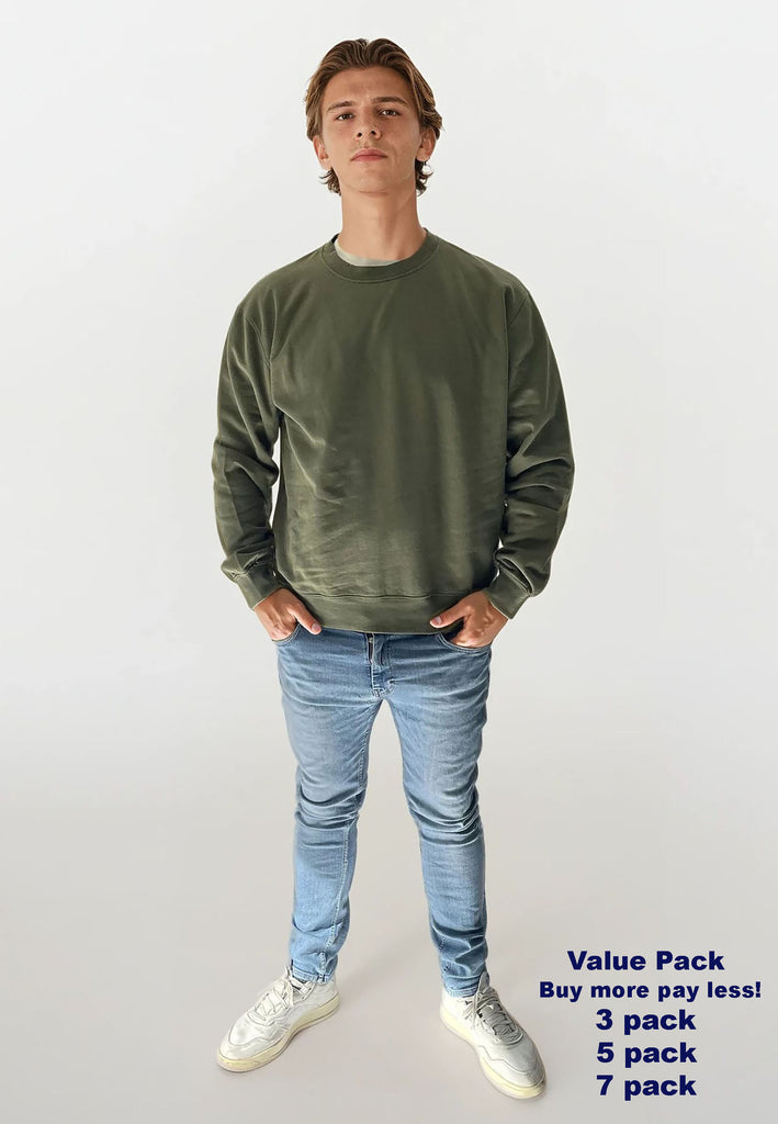 AQO (A QUESTION OF) by LEGENDS Johannes Crewneck Garment Dyed Sweat Dusty Green