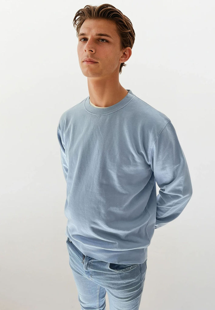AQO (A QUESTION OF) by LEGENDS Johannes Crewneck Garment Dyed Sweat Light Blue