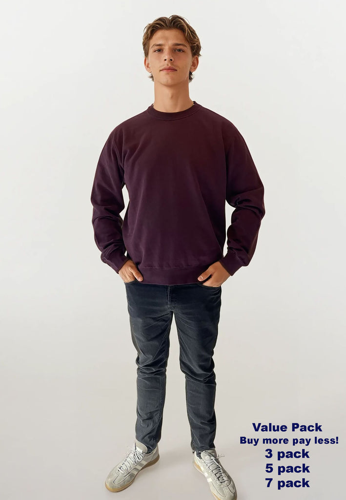 AQO (A QUESTION OF) by LEGENDS Johannes Crewneck Garment Dyed Sweat Plum
