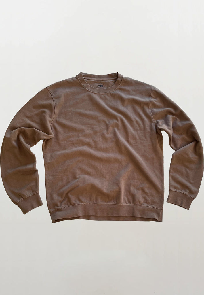 AQO (A QUESTION OF) by LEGENDS Johannes Crewneck Garment Dyed Sweat Teak Brown