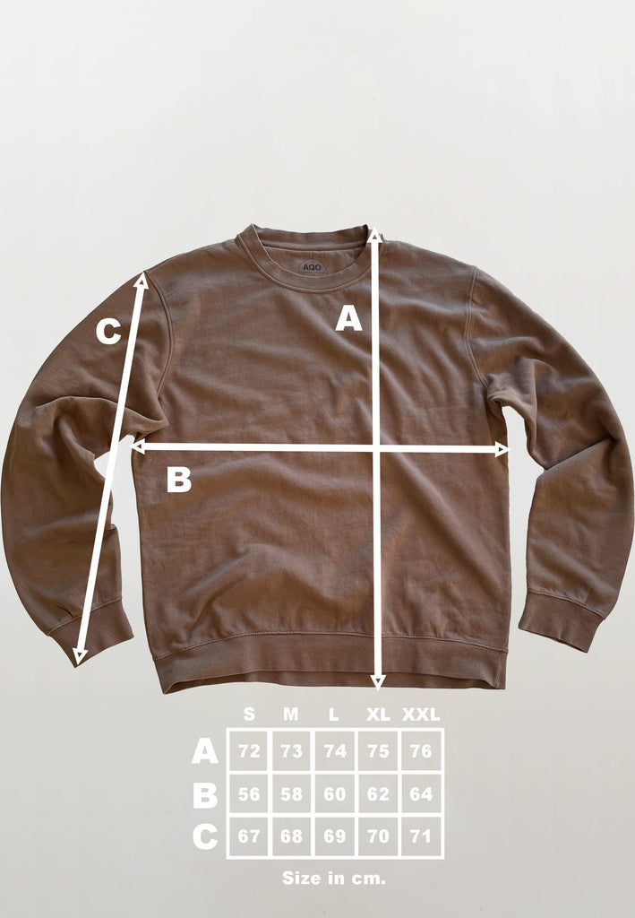 AQO (A QUESTION OF) by LEGENDS Johannes Crewneck Garment Dyed Sweat Teak Brown