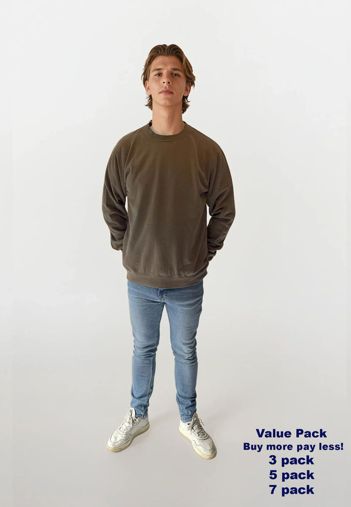 AQO (A QUESTION OF) by LEGENDS Johannes Crewneck Garment Dyed Sweat Teak Brown
