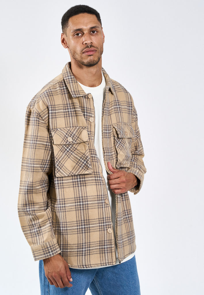 Legends Monterey Check Jacket Overshirt Khaki