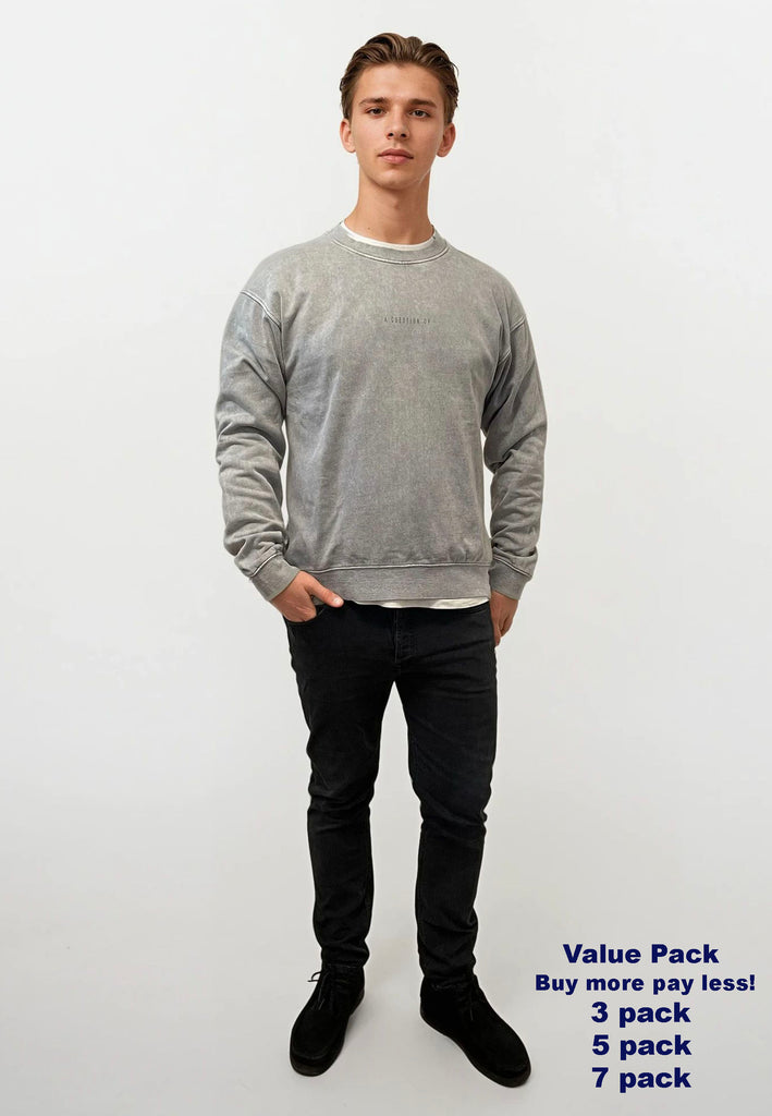 AQO (A QUESTION OF) by LEGENDS Ollie Crewneck Acid Wash Sweat Dusty Blue