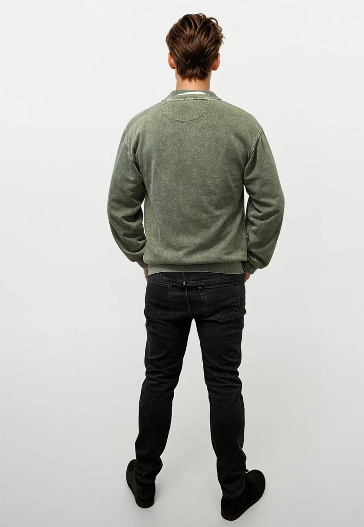 AQO (A QUESTION OF) by LEGENDS Ollie Crewneck Acid Wash Sweat Dusty Green