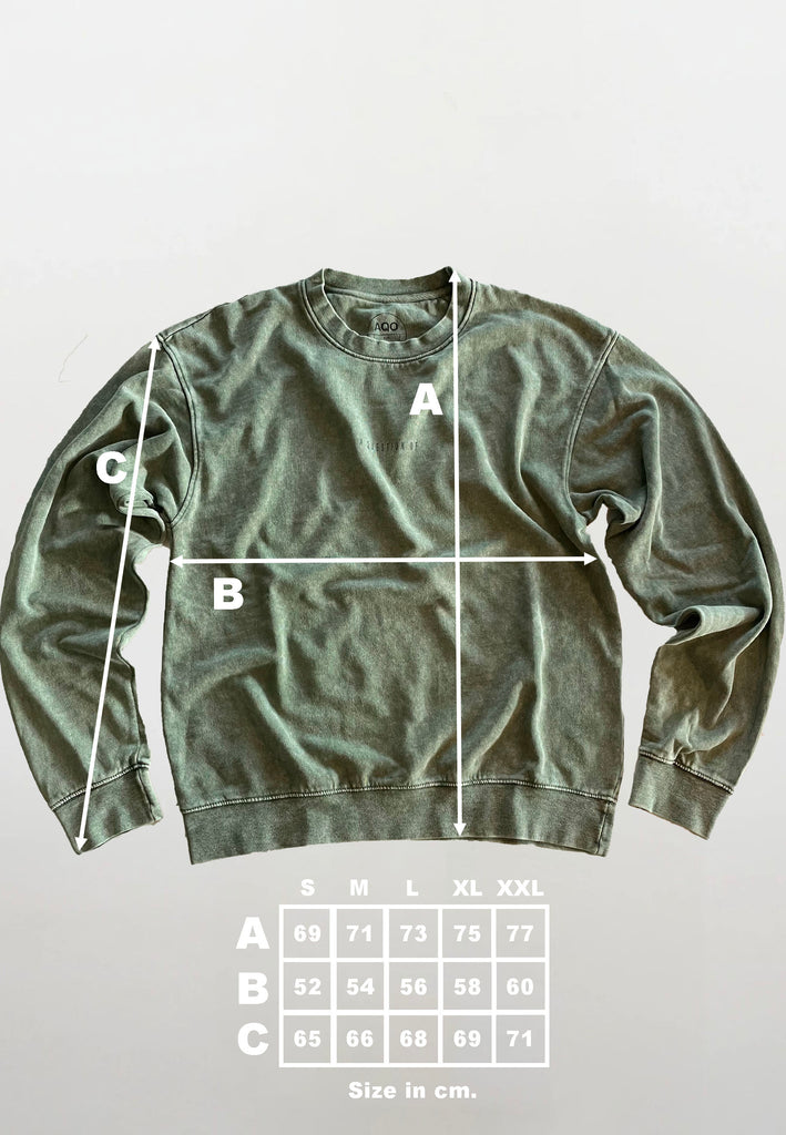 AQO (A QUESTION OF) by LEGENDS Ollie Crewneck Acid Wash Sweat Dusty Green