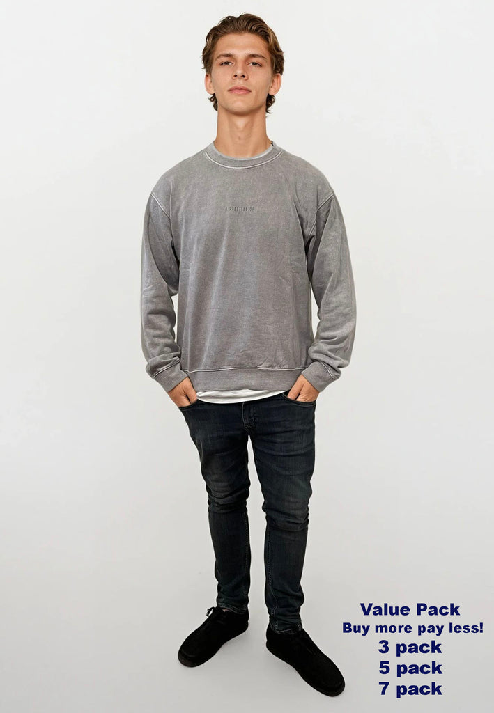 AQO (A QUESTION OF) by LEGENDS Ollie Crewneck Acid Wash Sweat Grey