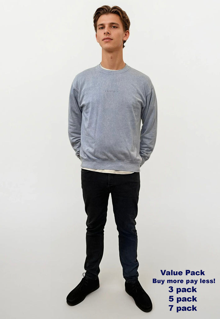 AQO (A QUESTION OF) by LEGENDS Ollie Crewneck Acid Wash Sweat Light Blue