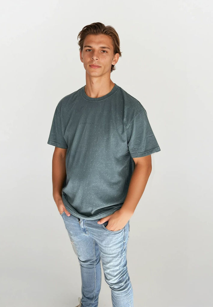 AQO (A QUESTION OF) by LEGENDS Ozzy Tee Acid Wash Tee Indigo