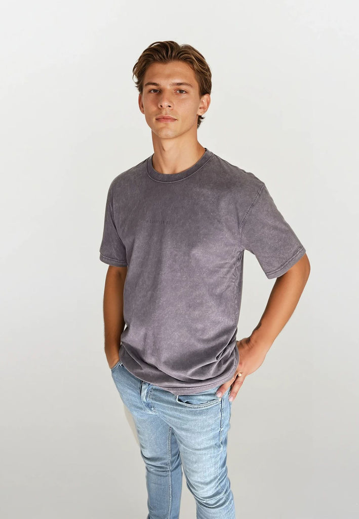 AQO (A QUESTION OF) by LEGENDS Ozzy Tee Acid Wash Tee Plum