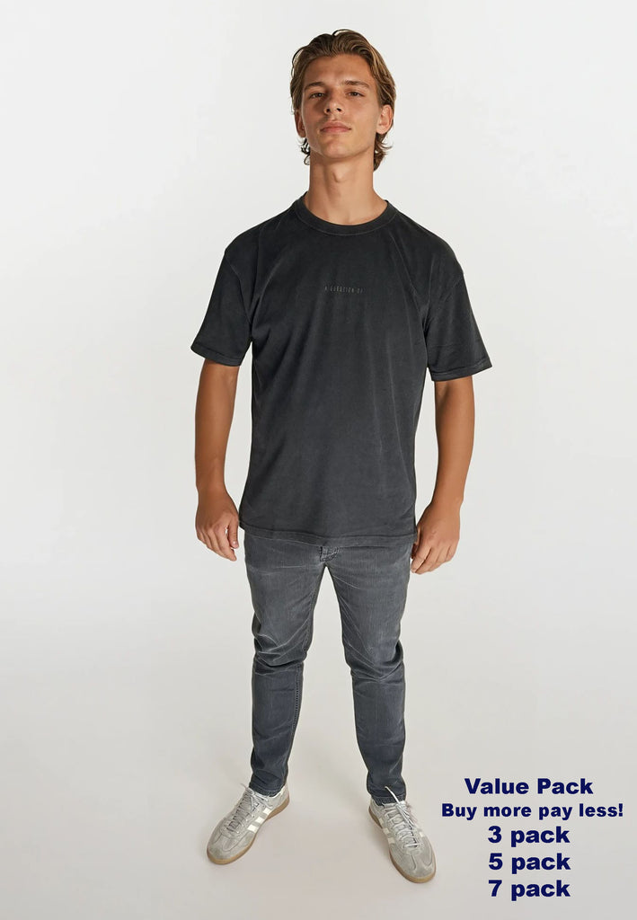 AQO (A QUESTION OF) by LEGENDS Ozzy Tee Acid Wash Tee Black