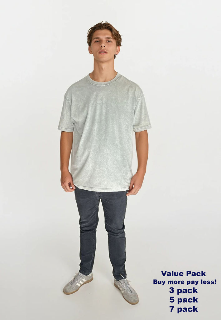 AQO (A QUESTION OF) by LEGENDS Ozzy Tee Acid Wash Tee Dusty Blue