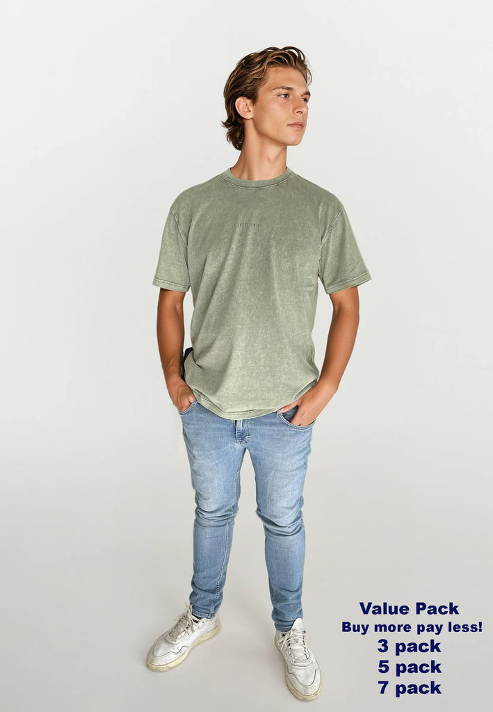 AQO (A QUESTION OF) by LEGENDS Ozzy Tee Acid Wash Tee Dusty Green