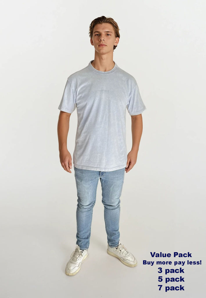 AQO (A QUESTION OF) by LEGENDS Ozzy Tee Acid Wash Tee Light Blue