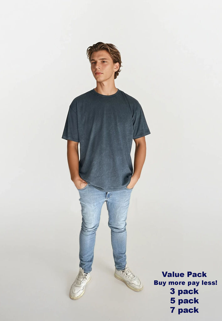 AQO (A QUESTION OF) by LEGENDS Ozzy Tee Acid Wash Tee Navy