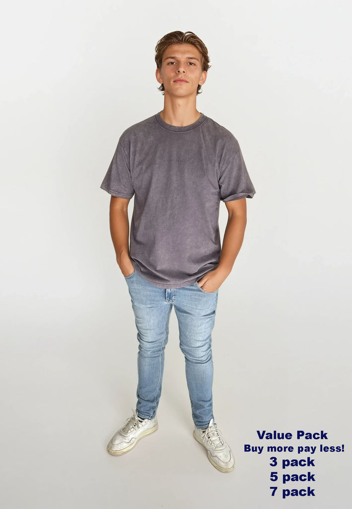 AQO (A QUESTION OF) by LEGENDS Ozzy Tee Acid Wash Tee Plum