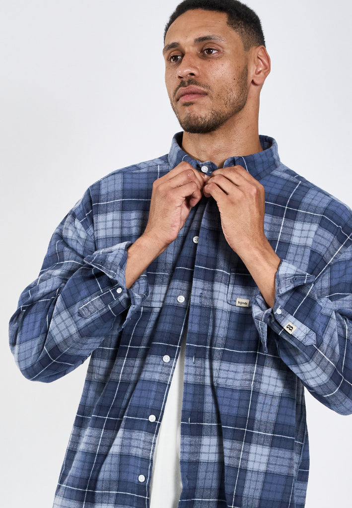 Legends Russel Flannel Check 04 shirt Shirts L/S Sea Blue