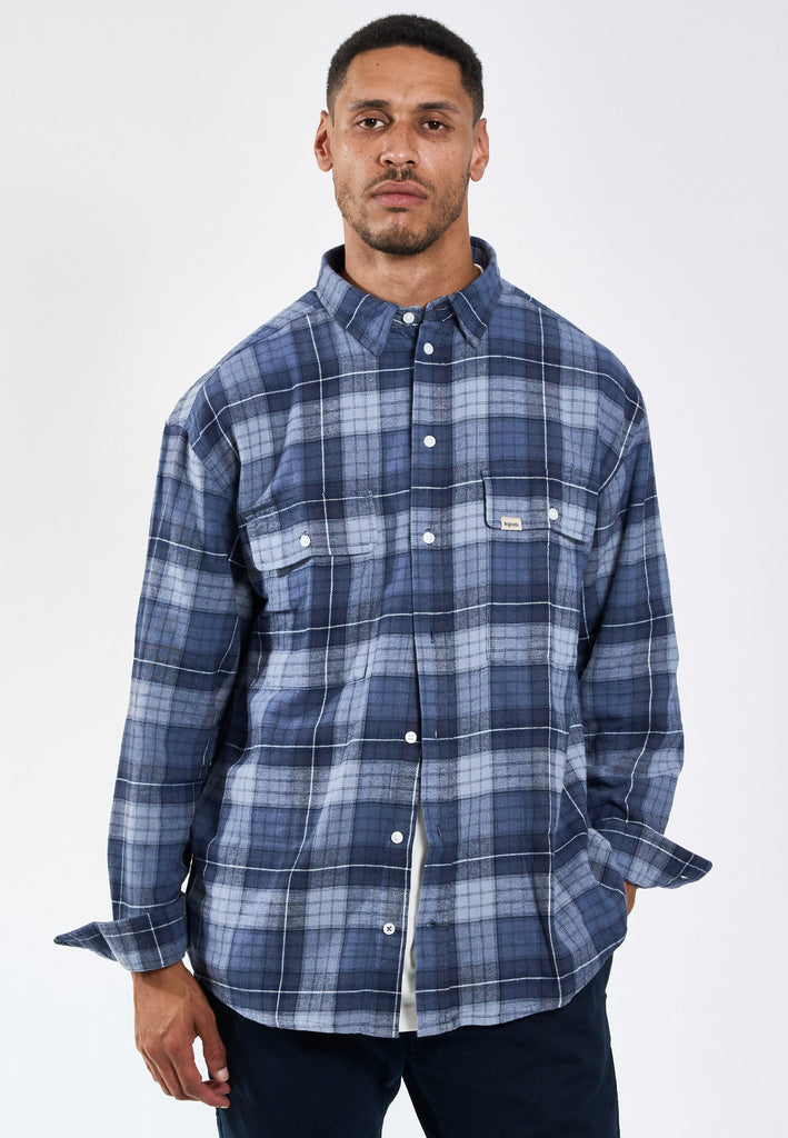 Legends Russel Flannel Check 04 shirt Shirts L/S Sea Blue