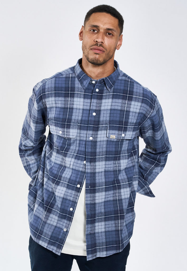 Legends Russel Flannel Check 04 shirt Shirts L/S Sea Blue