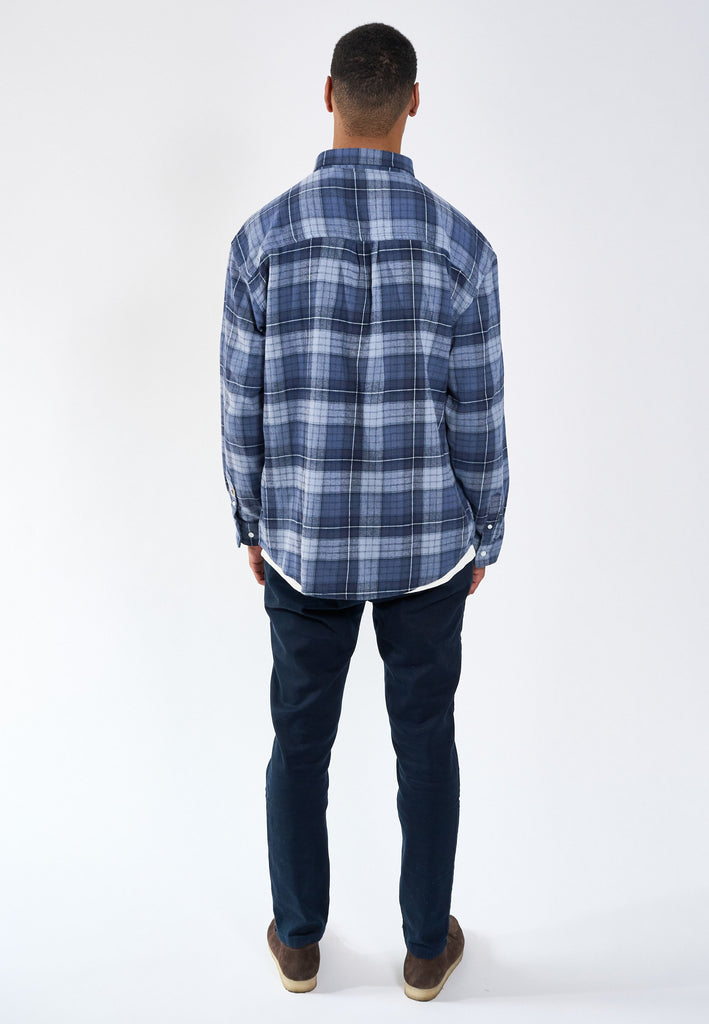 Legends Russel Flannel Check 04 shirt Shirts L/S Sea Blue