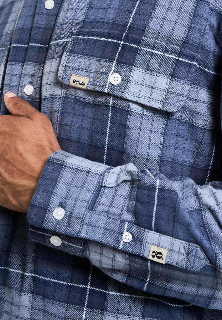 Legends Russel Flannel Check 04 shirt Shirts L/S Sea Blue