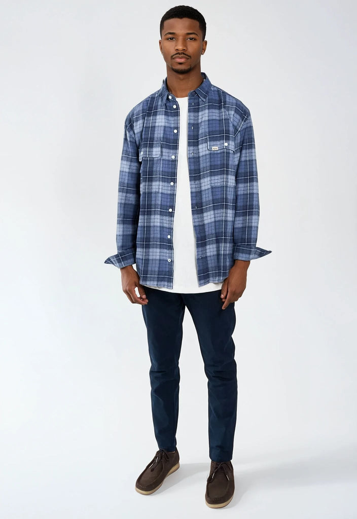 Legends Russel Flannel Check 04 shirt Shirts L/S Sea Blue